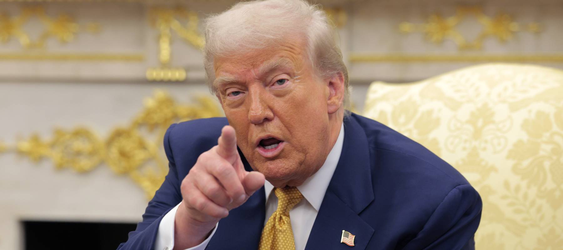 U.S. President Donald Trump delivers remarks during a meeting with Philippine President Ferdinand Marcos Jr. in the Oval Office at the White House on July 22, 2025 in Washington, DC.