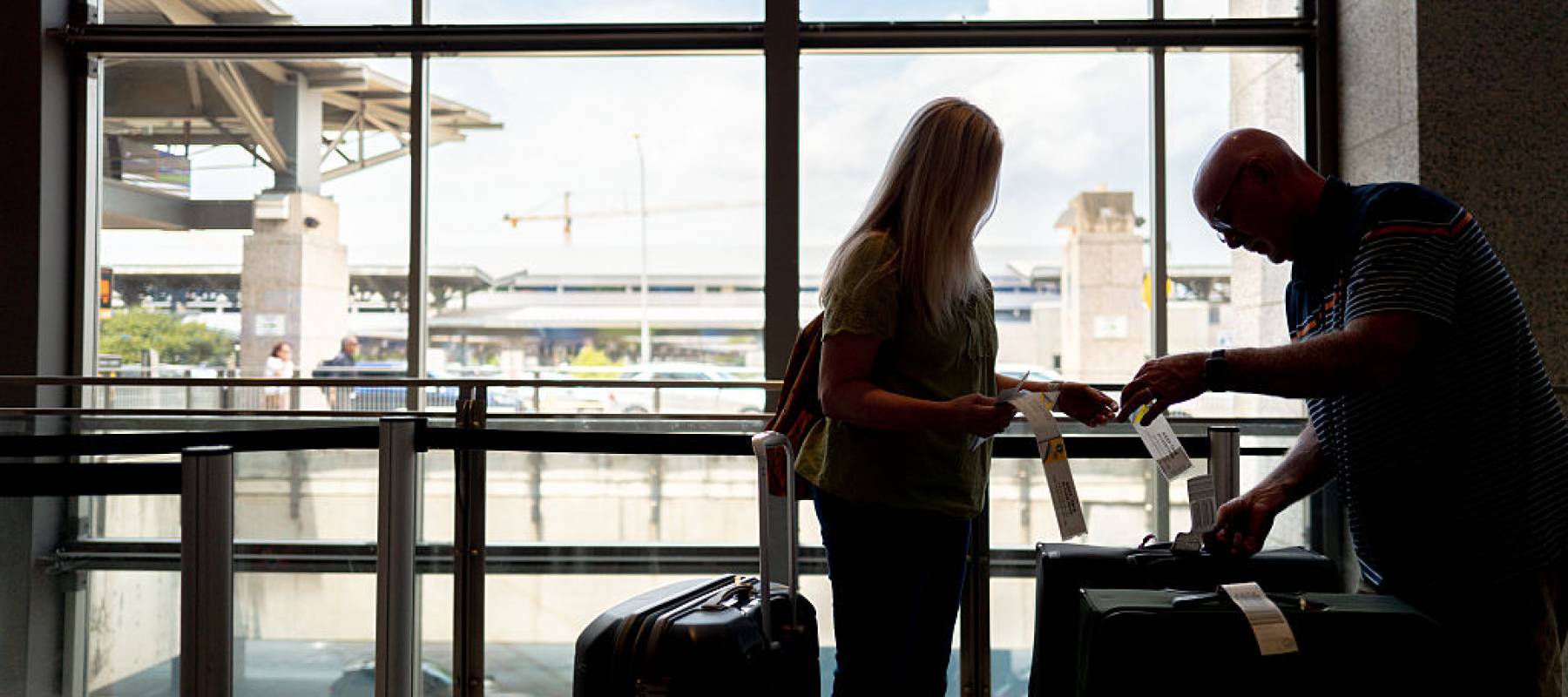 Travelers at an airport.