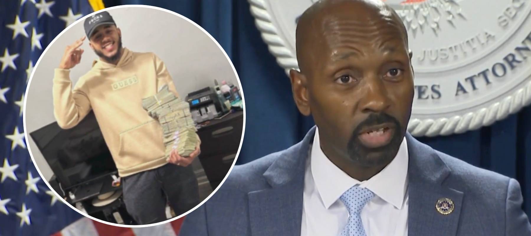 FBI Boston Special Agent Ted Docks speaks about the grandparent scam crime ring at a press conference.