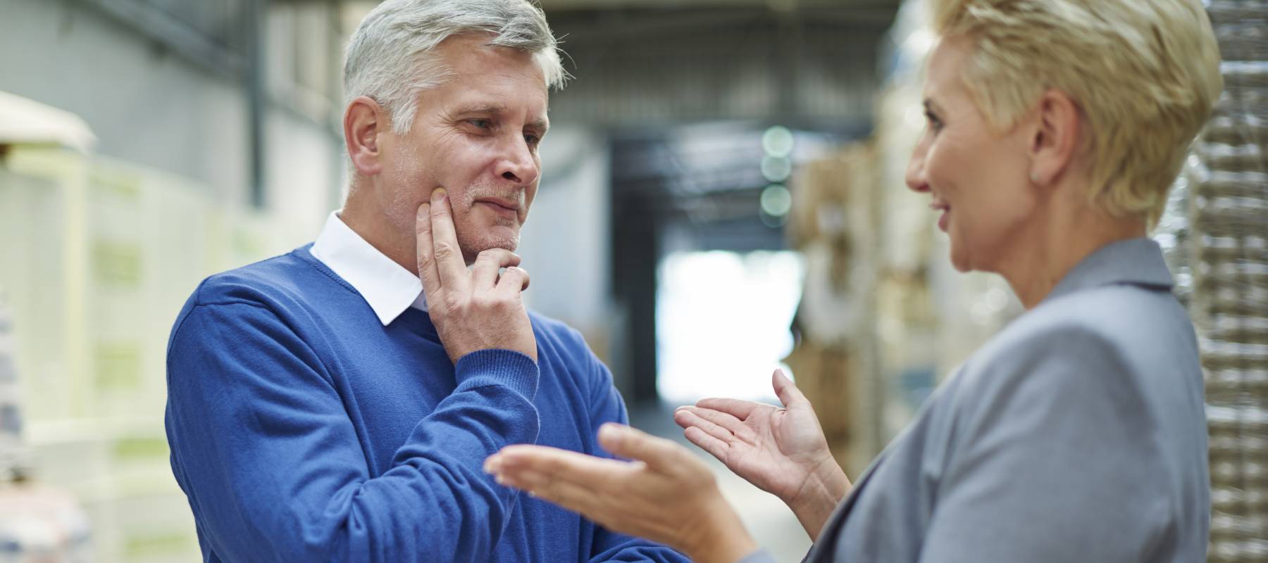 Man talking to his boss.