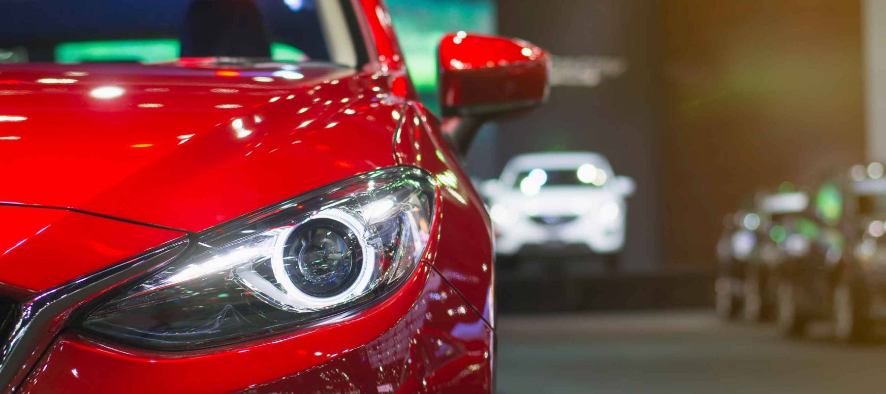 Headlight lamp of new cars,copy space.