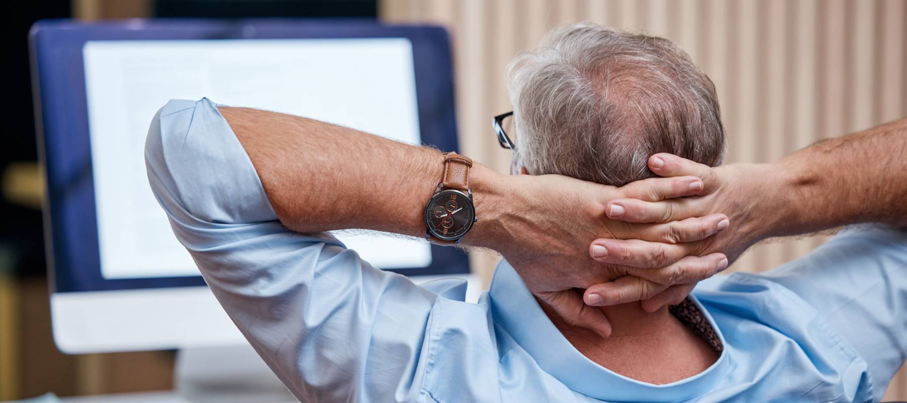 Older man and computer
