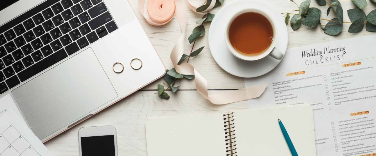 Wedding to do list top view.