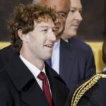 Mark Zuckerberg (C), CEO of Meta, attends the inauguration ceremony where Donald Trump will sworn in as the 47th US President in the US Capitol Rotunda in Washington, DC, on January 20, 2025