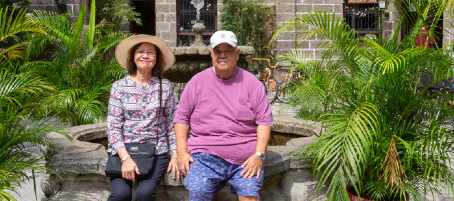 happy couple elder at beautiful Casa Manila Intramuros