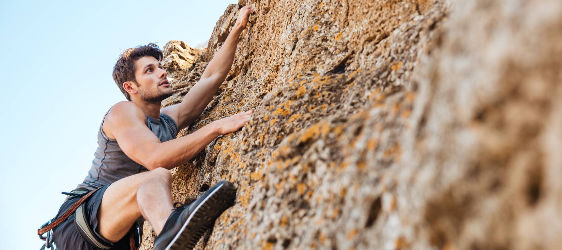 A man rock climbing.