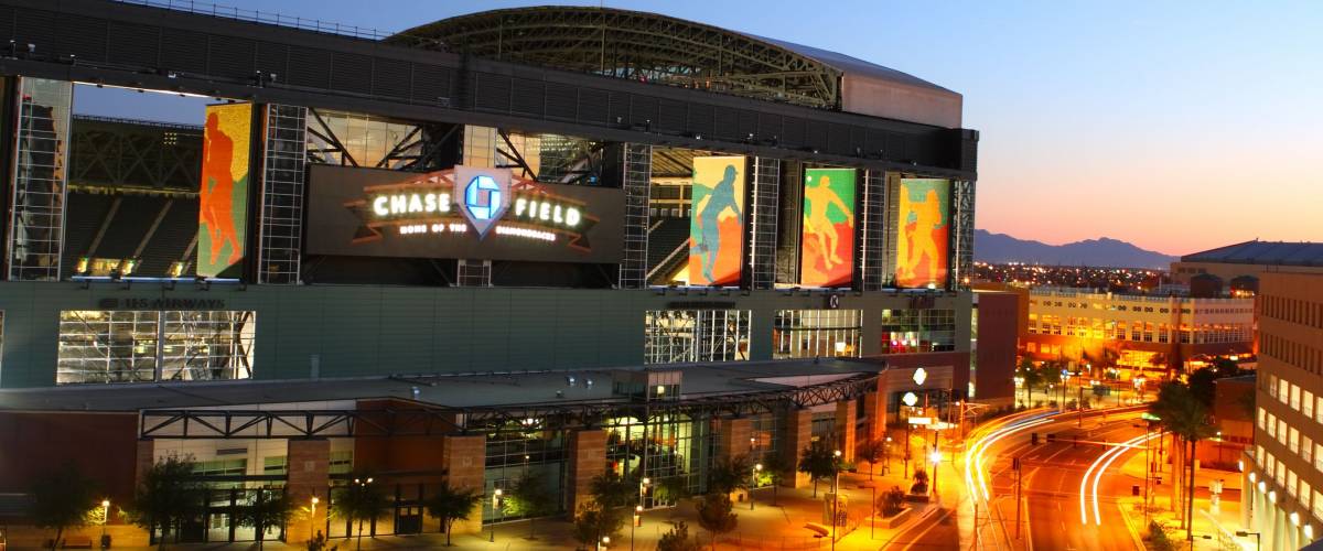 PHOENIX, AZ - JUNE 21: Chase Field opened in the Spring of 1998 to house the Arizona Diamondbacks in Phoenix, AZ is shown with both the top and side windows open on June 21, 2009