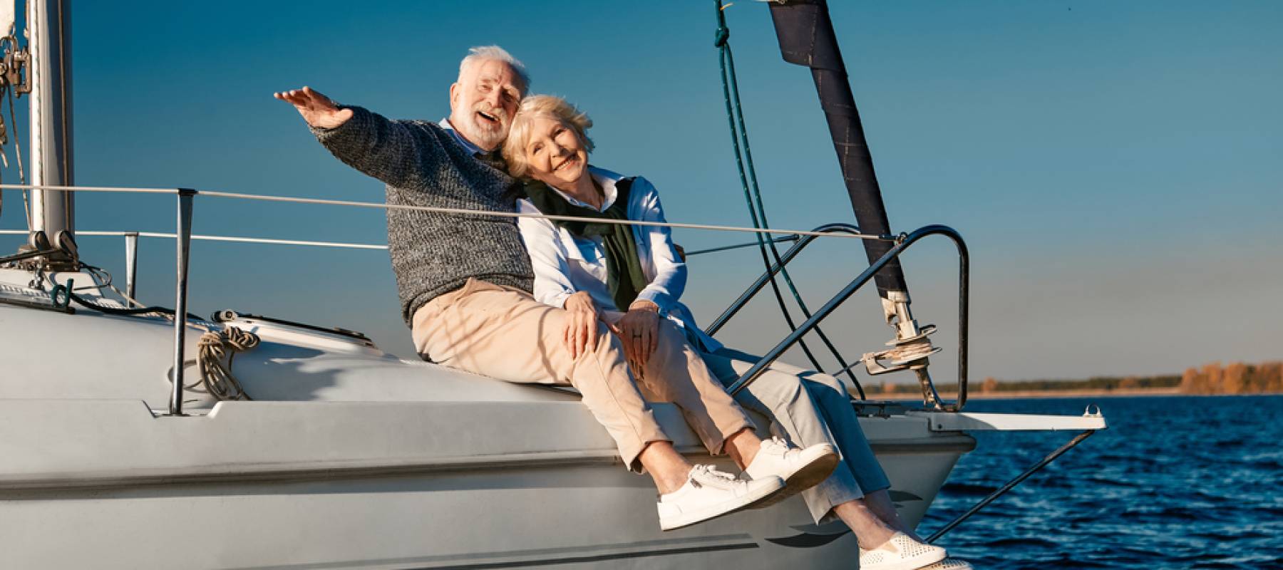 Couple on a yacht.