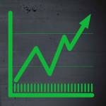 Chart concept and businessman with thumbs up.
