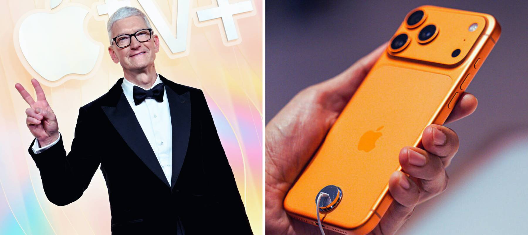 Tim Cook and the new iPhone 17 Pro Max.