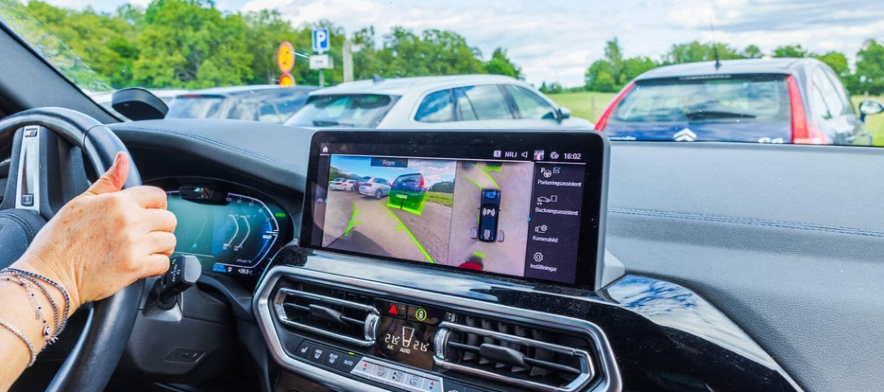 a glimpse of a review camera in a car