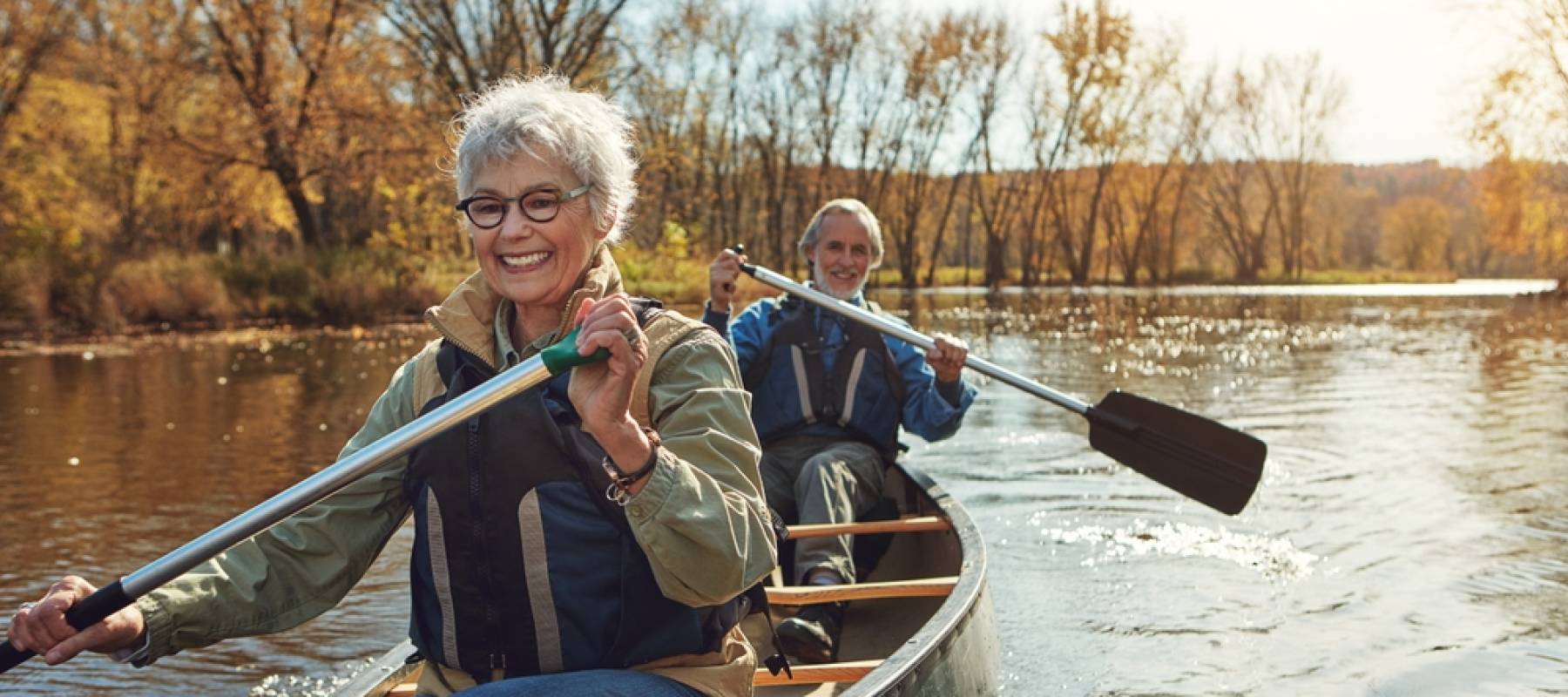 older Caucasian couple, nature and retirement with happiness, relax and vacation