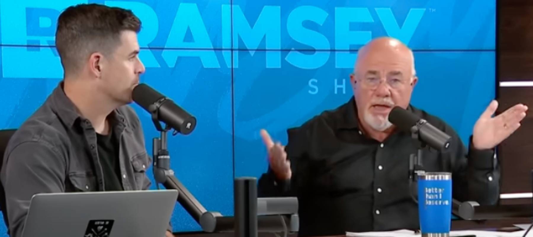 Dave Ramsey and cohost offer advice on camera.