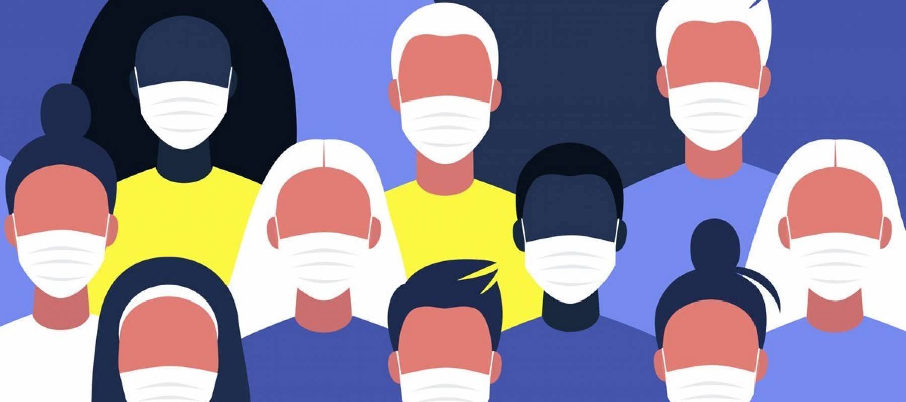 Illustration of people wearing masks to protect against COVID-19