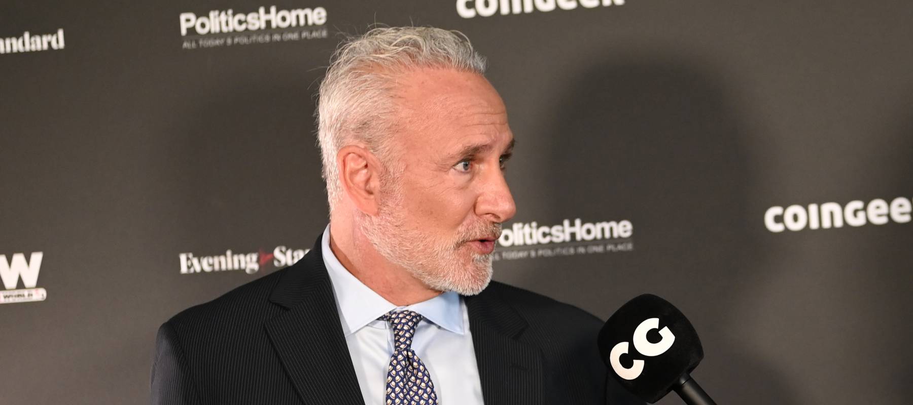 Peter Schiff is interviewed during the London Blockchain Conference at The Queen Elizabeth II Conference Centre on June 02, 2023 in London, England.