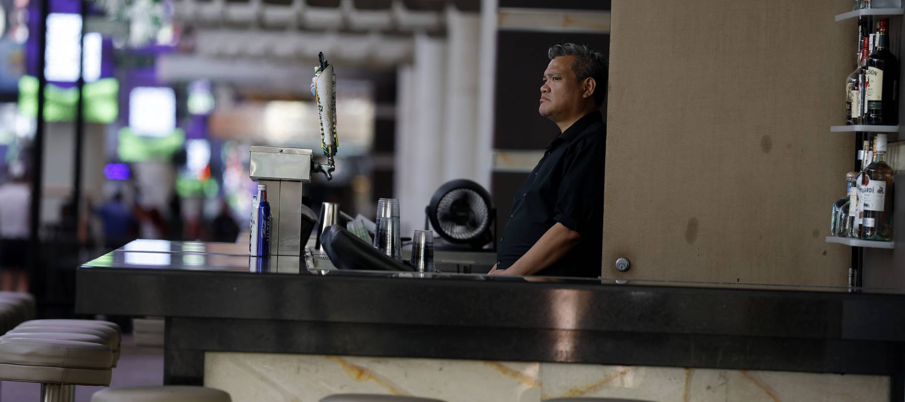 Las Vegas tourism is slowing, leaving casino workers without shifts or pay while still technically employed.