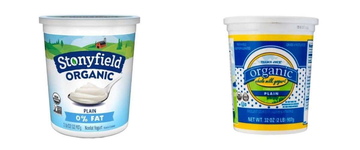 Stonyfield organic yogurt vs Trader Joe's organic yogurt