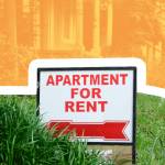Apartment for rent sign displayed on residental street. Shows demand for housing, rental market, landlord-tenant relations.