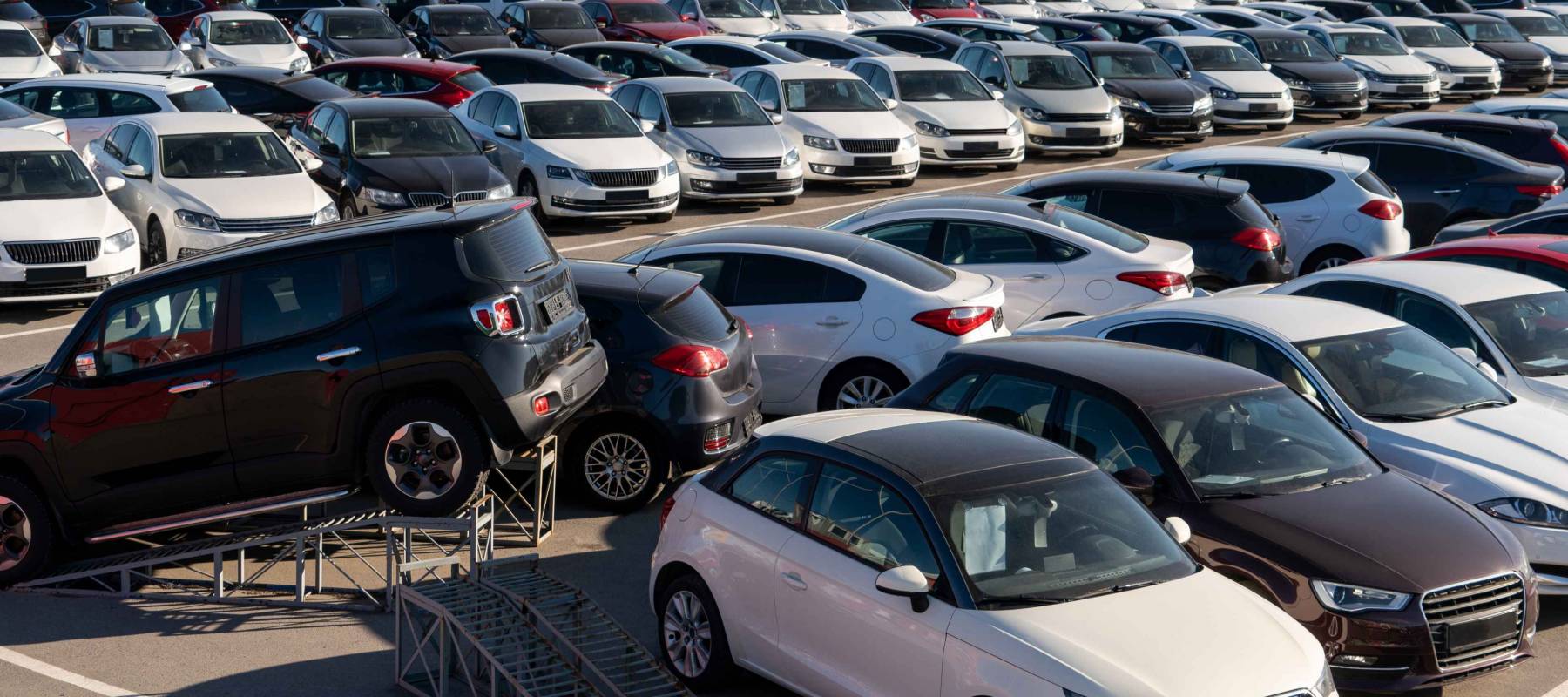 Cars in a row. Used car sales
