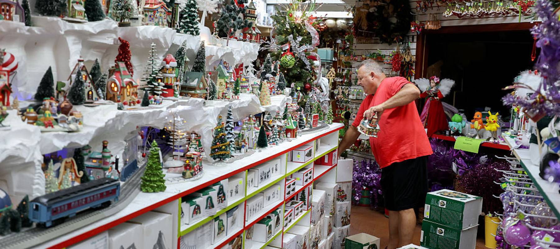 Bill Laughlin, owner of the Christmas Etc. store, works on the sales floor on May 05, 2025, in West Palm Beach, Florida.