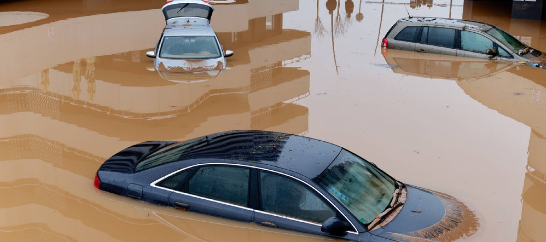 Torrential rain causes flash floods in the city area.