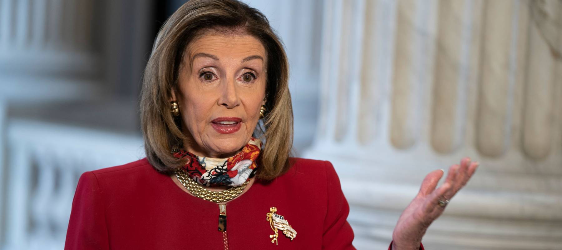 US House Speaker Nancy Pelosi, (D-CA), speaks during a television interview at the US Capitol in Washington, DC, USA, Sept. 28, 2020