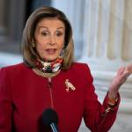 US House Speaker Nancy Pelosi, (D-CA), speaks during a television interview at the US Capitol in Washington, DC, USA, Sept. 28, 2020