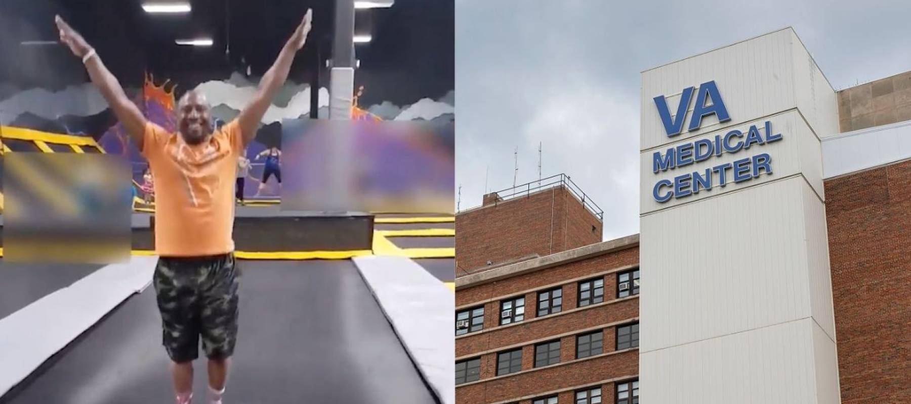 Collage of a soldier and a VA Medical Center.