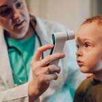A child is examined by a doctor.