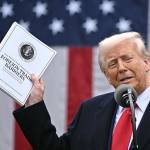President Donal Trump speaking to reporters on so-called Liberation Day.