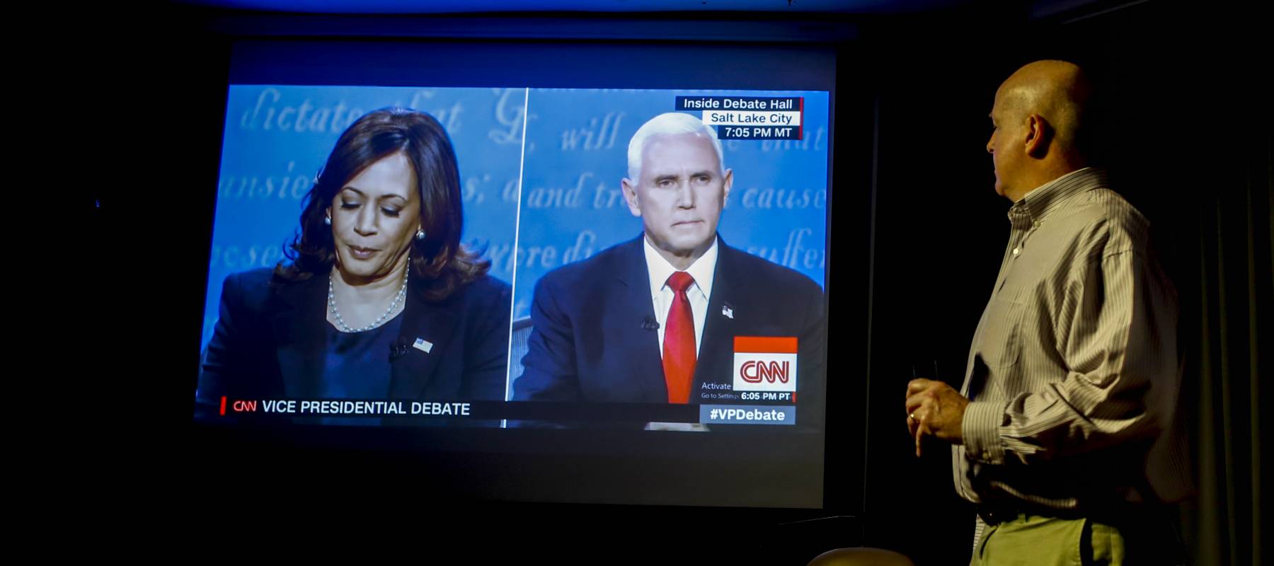 Man watching veep debate