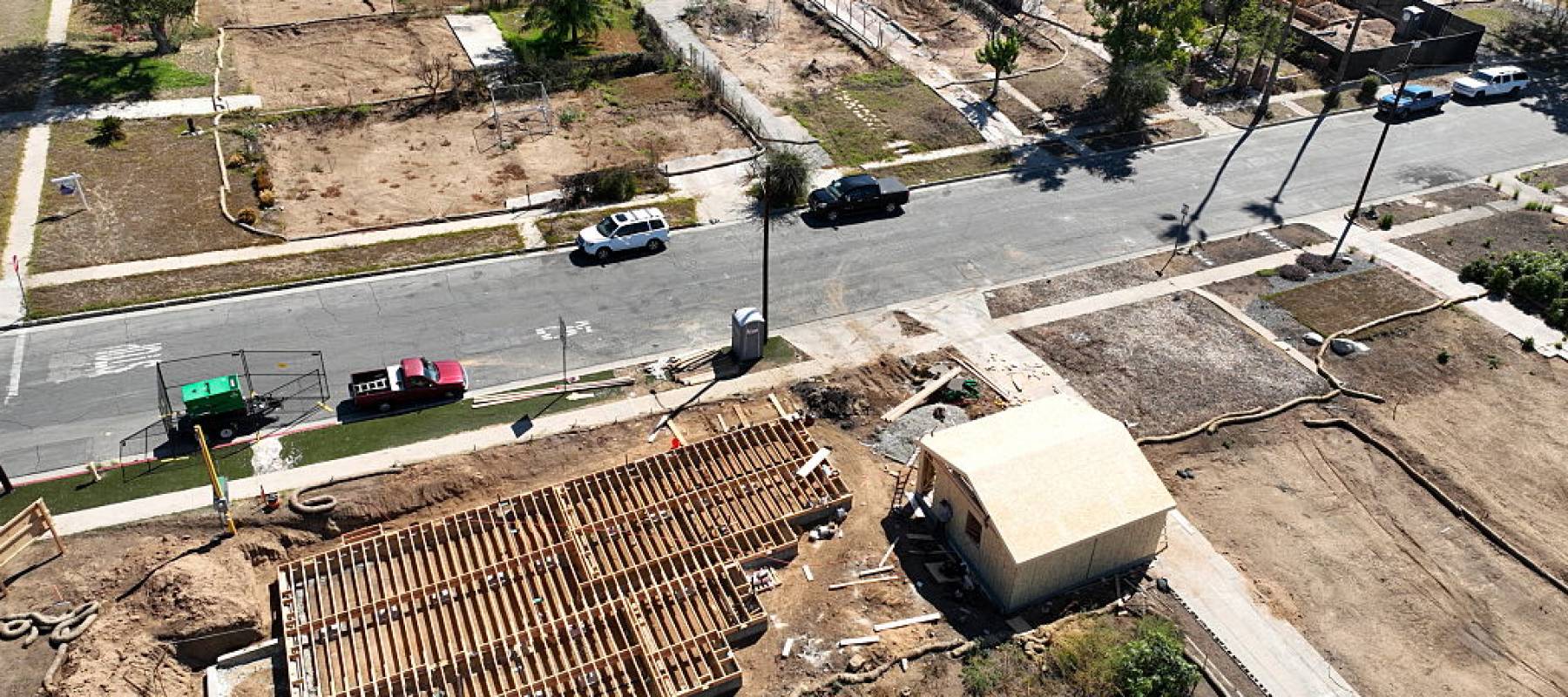 Rebuilding begins on fire-devastated property in Altadena, California.