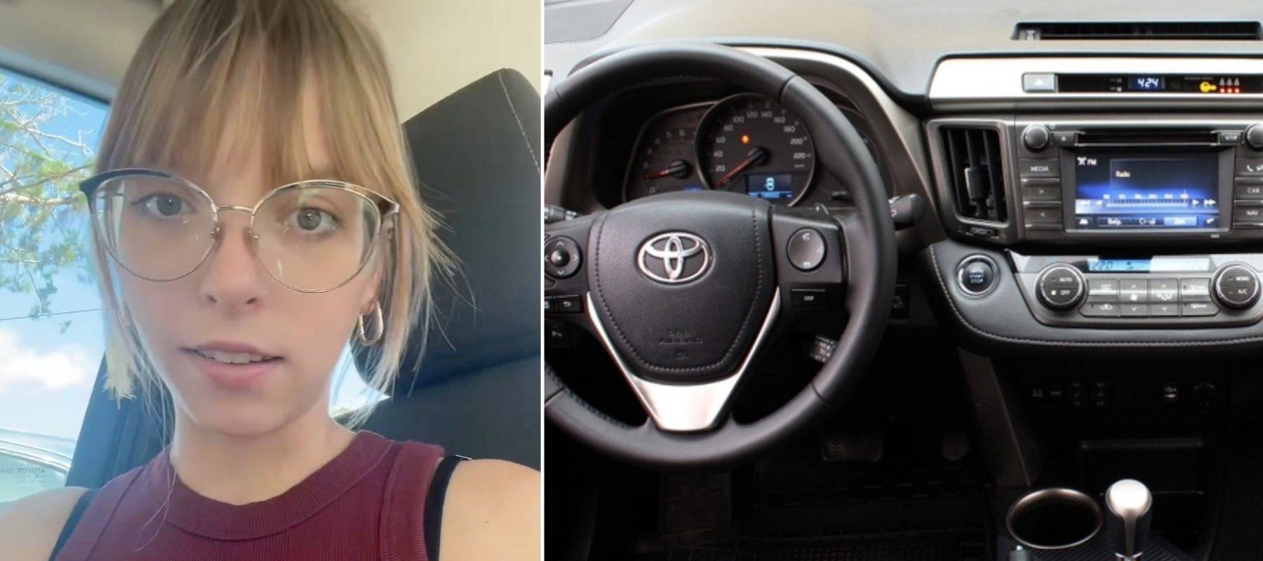 User @otwdesignscrystal on TikTok and Toyota vehicle