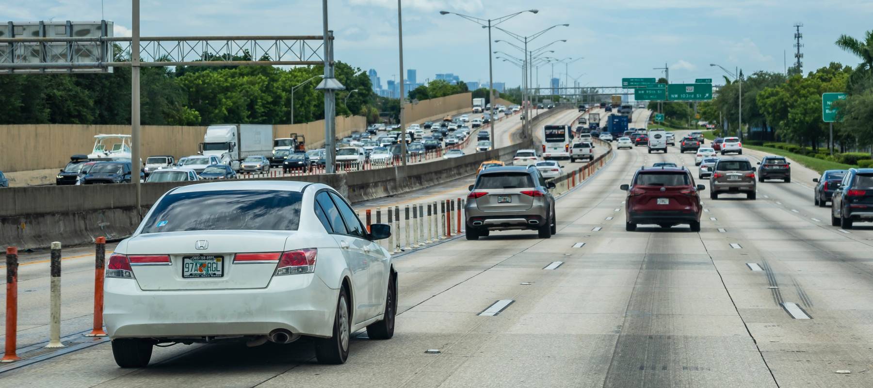 Miami traffic on a local expressway.
