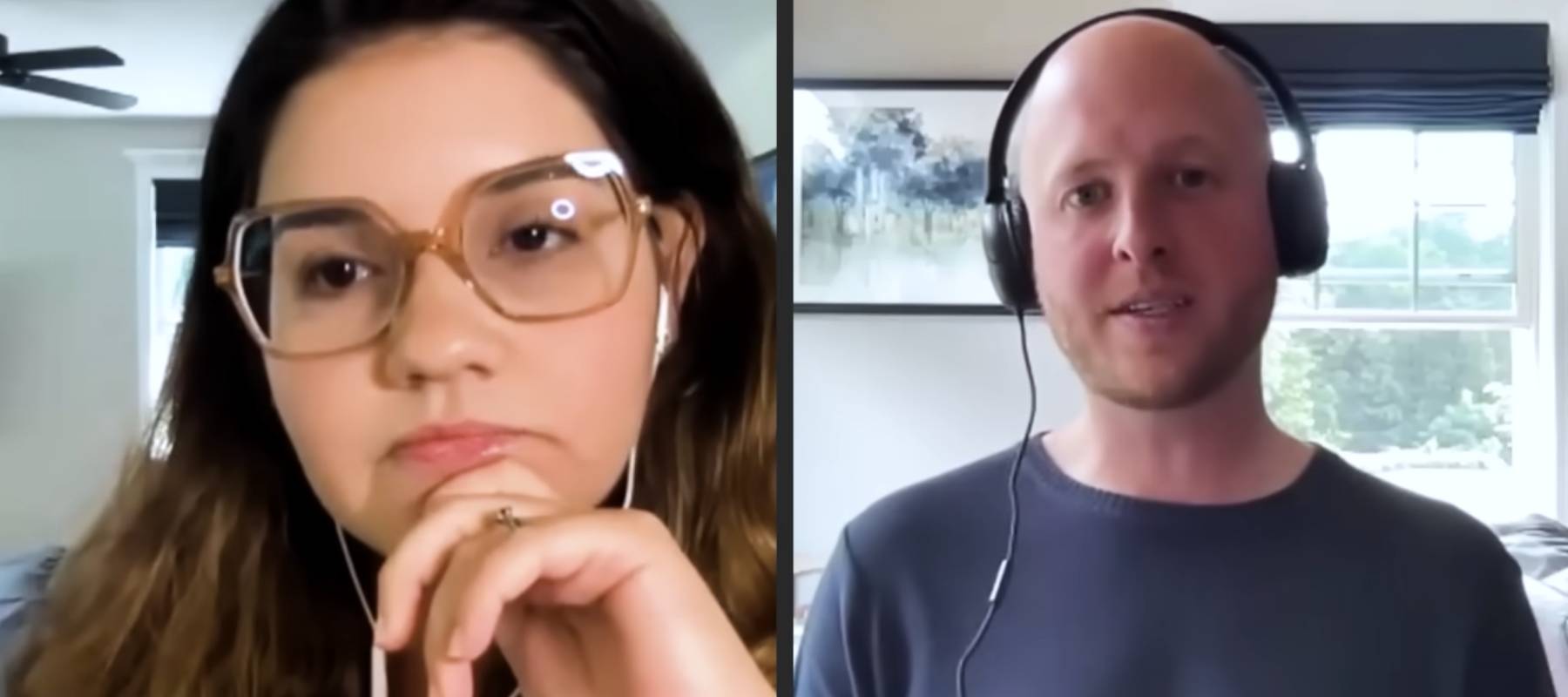 Angela and David speak on finance expert Ramit Sethi's (not shown) Money For Couples podcast.