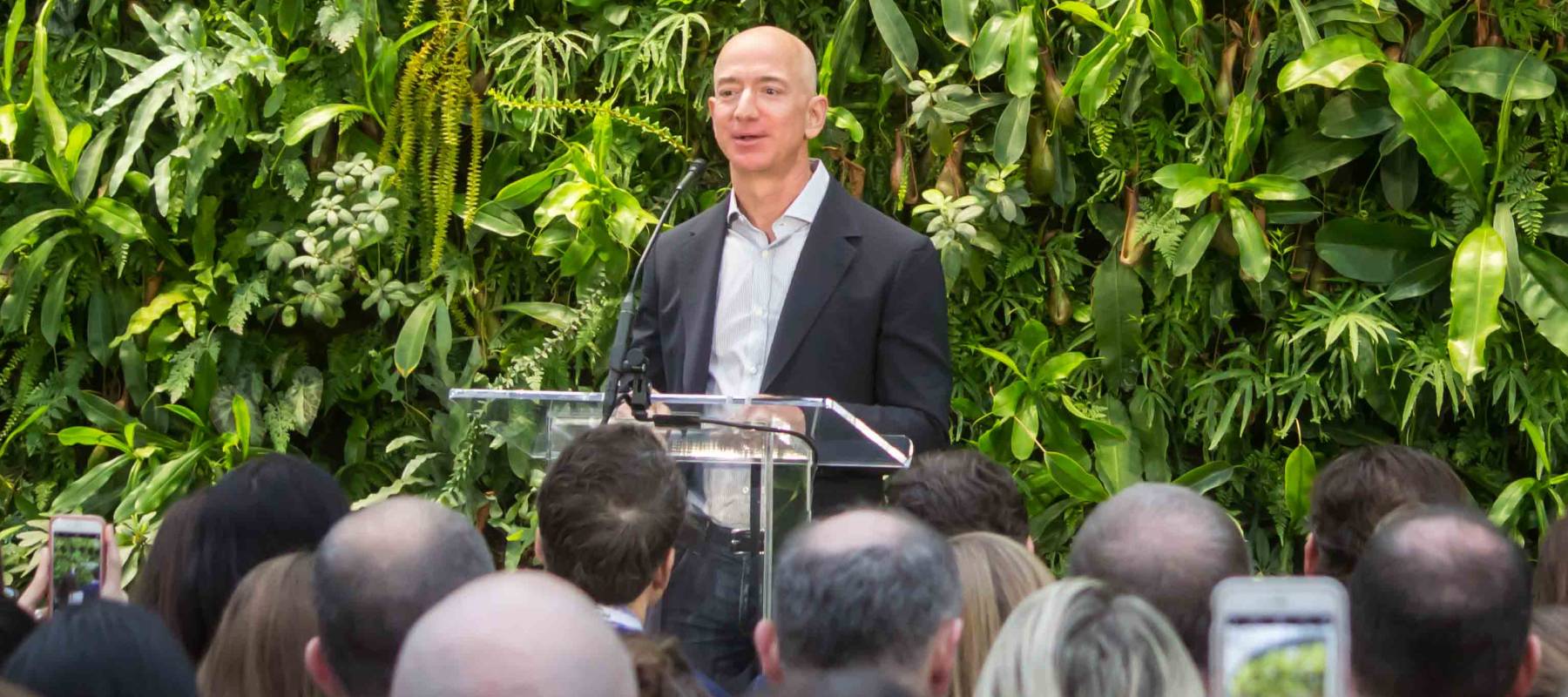 Jeff Bezos at Amazon Spheres Grand Opening in Seattle