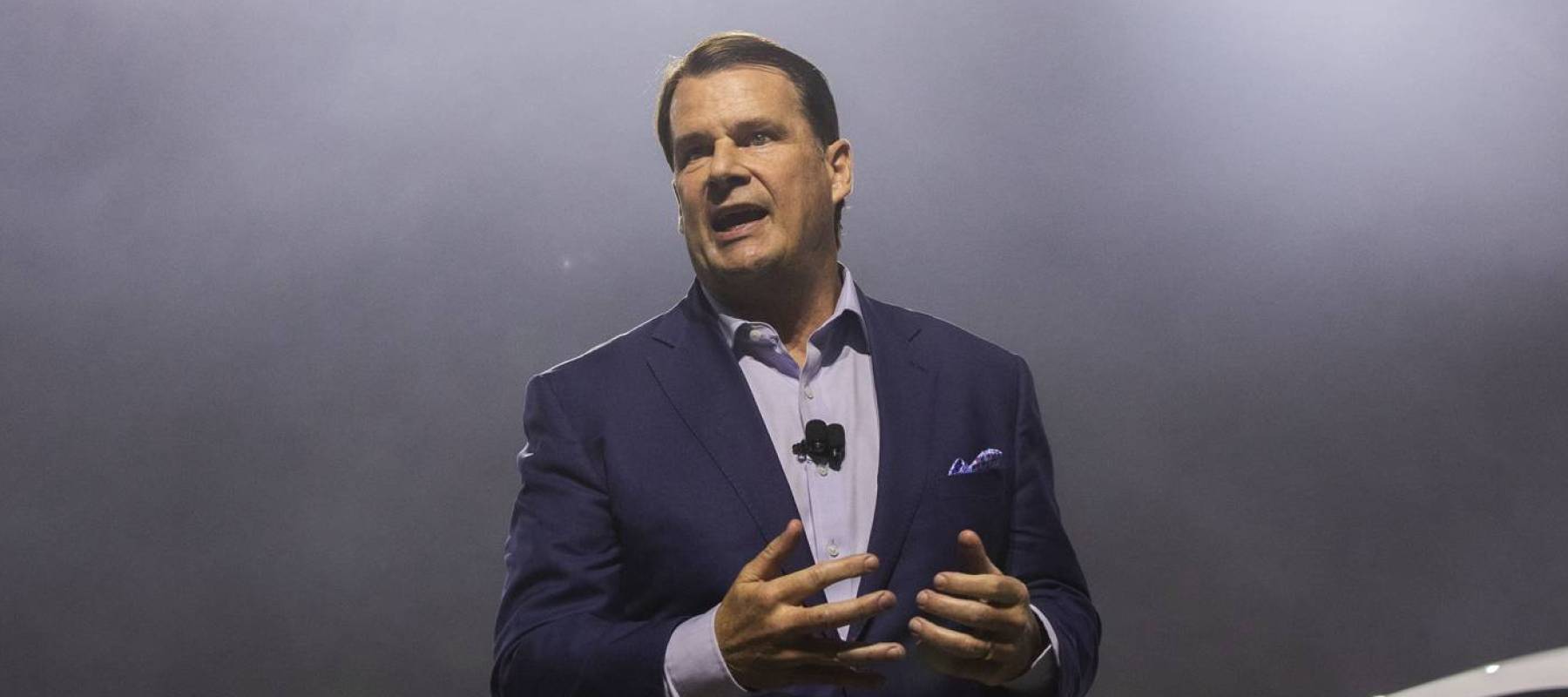 Ford Motor Company President and CEO Jim Farley speaks at a Ford "Detroit Proud" event at the 2025 Detroit Auto Show at Huntington Place on January 9, 2025 in Detroit, Michigan.