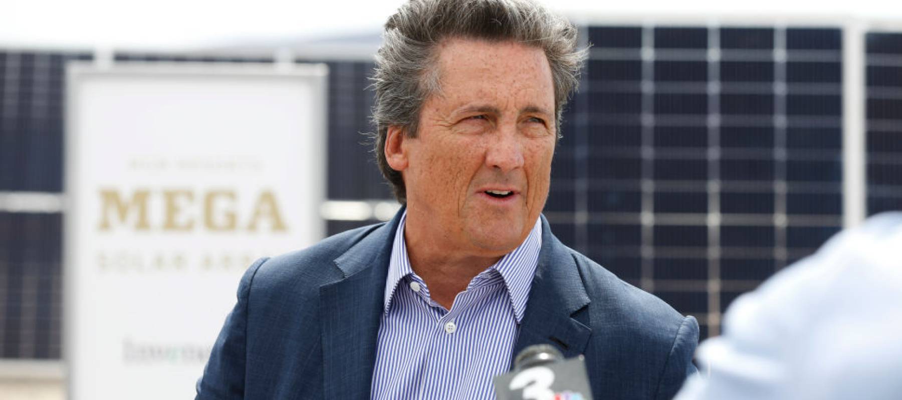 MGM Resorts CEO Bill Hornbuckle being interviewed.