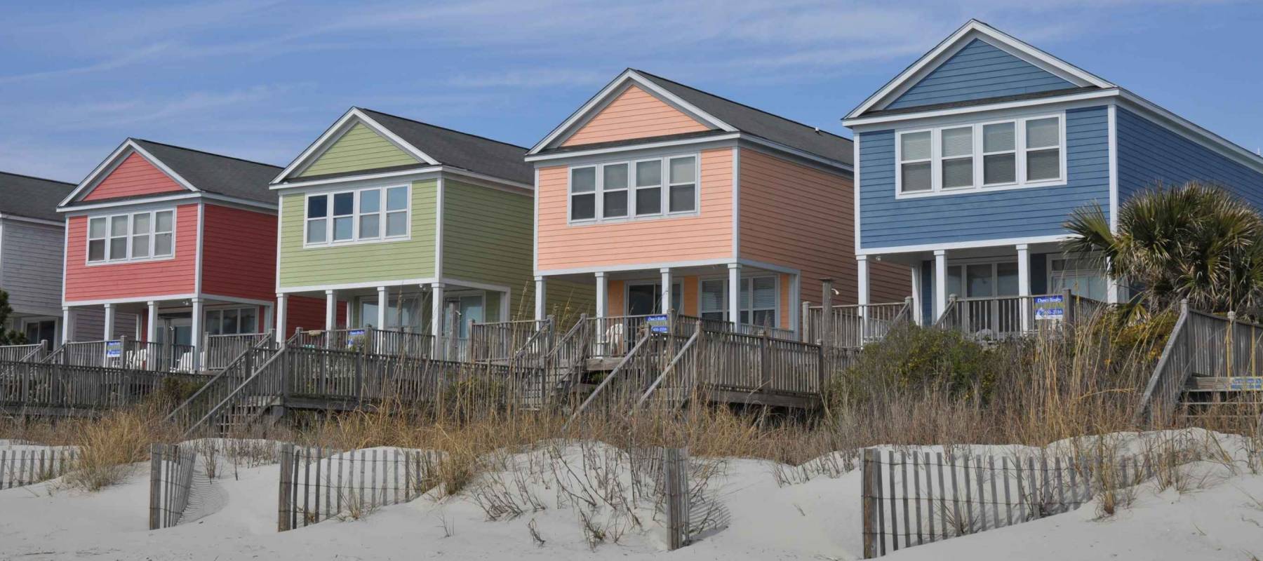 colourful homes on the beach