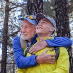 father and son hiking