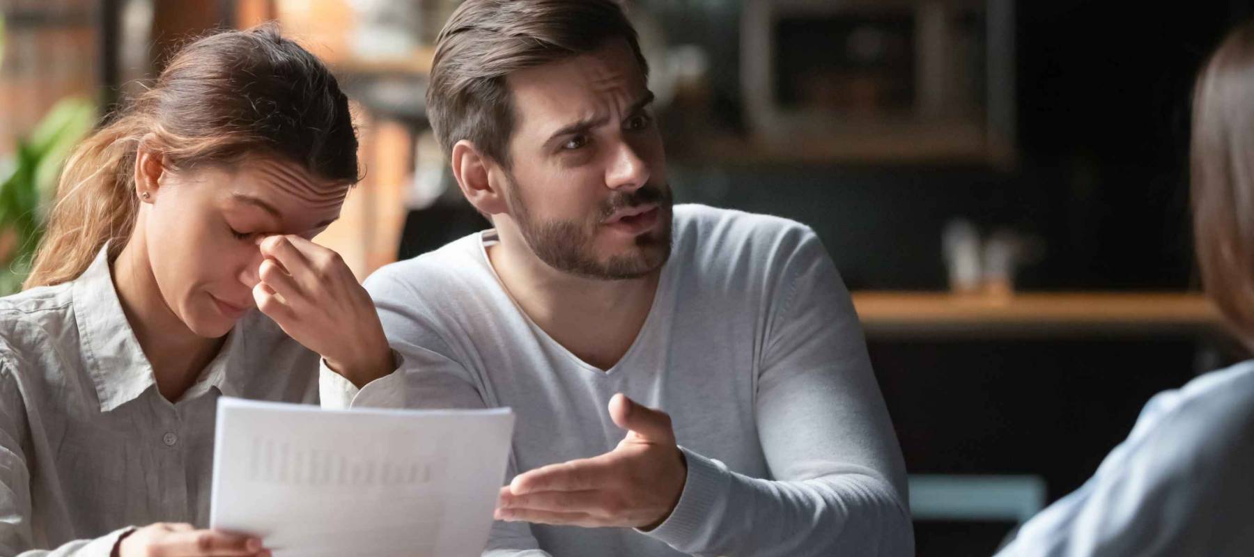 Couple stressed during home purchase process