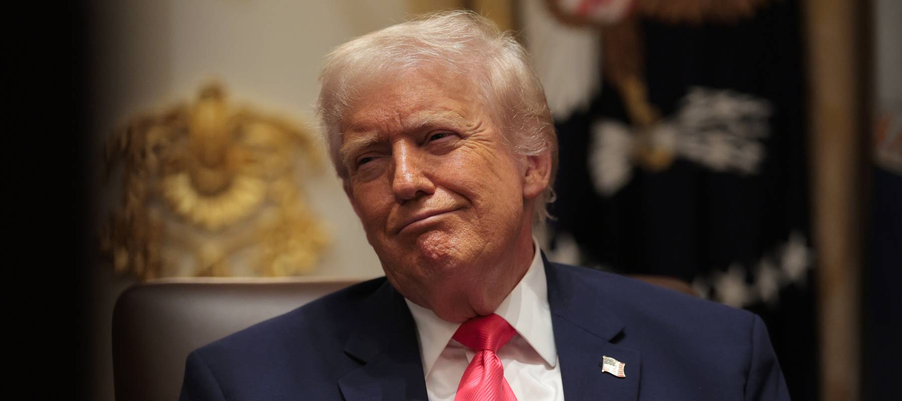 U.S. President Donald Trump looks on during a meeting of his Cabinet in the Cabinet Room of the White House on December 02, 2025 in Washington, DC.