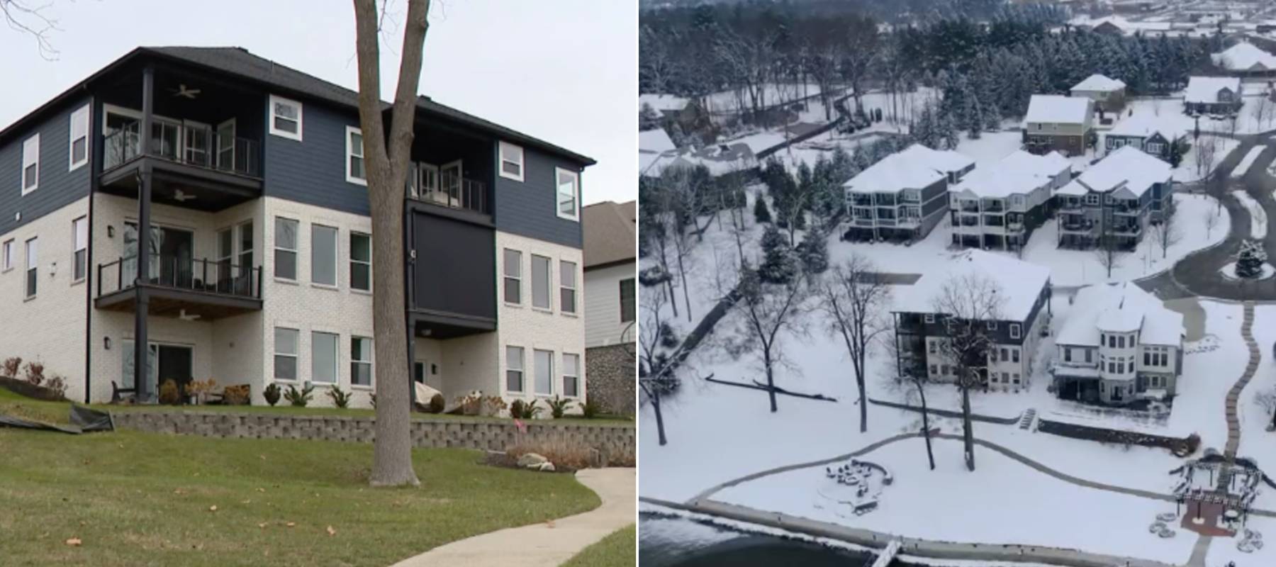 A duplex pictured from the front; a duplex pictured from above.