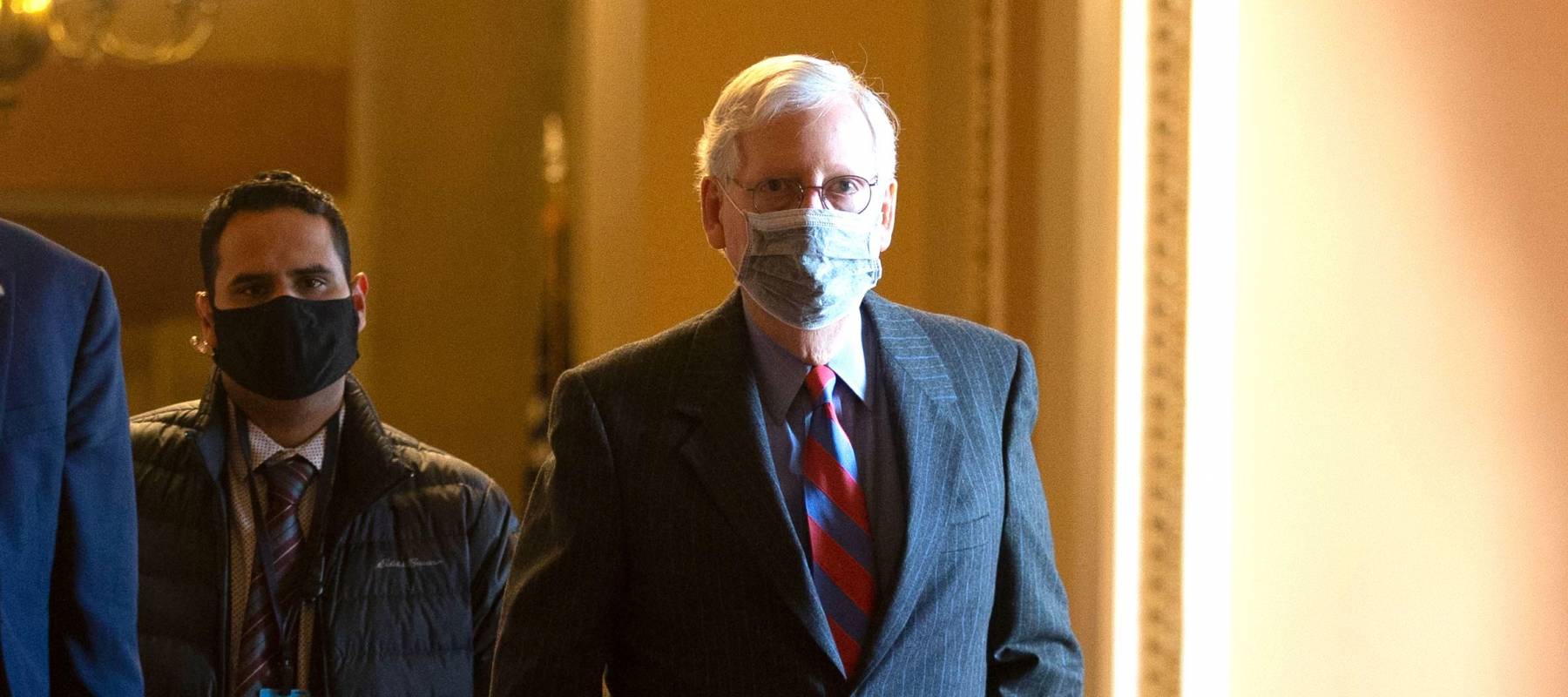 Senate Majority Leader Mitch McConnell walks to the Senate floor on Capitol Hill in Washington, Dec, 17, 2020.