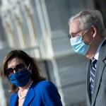 Speaker of the United States House of Representatives Nancy Pelosi (Democrat of California) and US Senate Majority Leader Mitch McConnell (Republican of Kentucky)