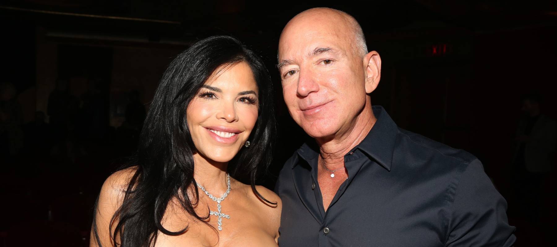 Lauren Sanchez and Jeff Bezos attend the opening night of "Sunset BLVD" at St James Theater on October 20, 2024 in New York City.