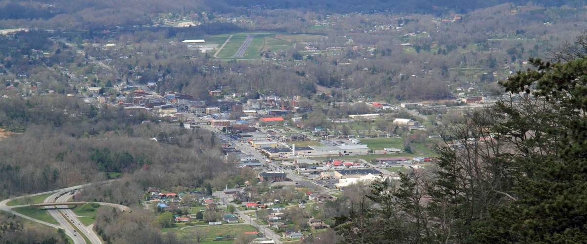 The city of Middlesboro, Kentucky, is one of the numerous cities and landmarks visible from the Pinnacle Overlook in Cumberland Gap National Historical Park