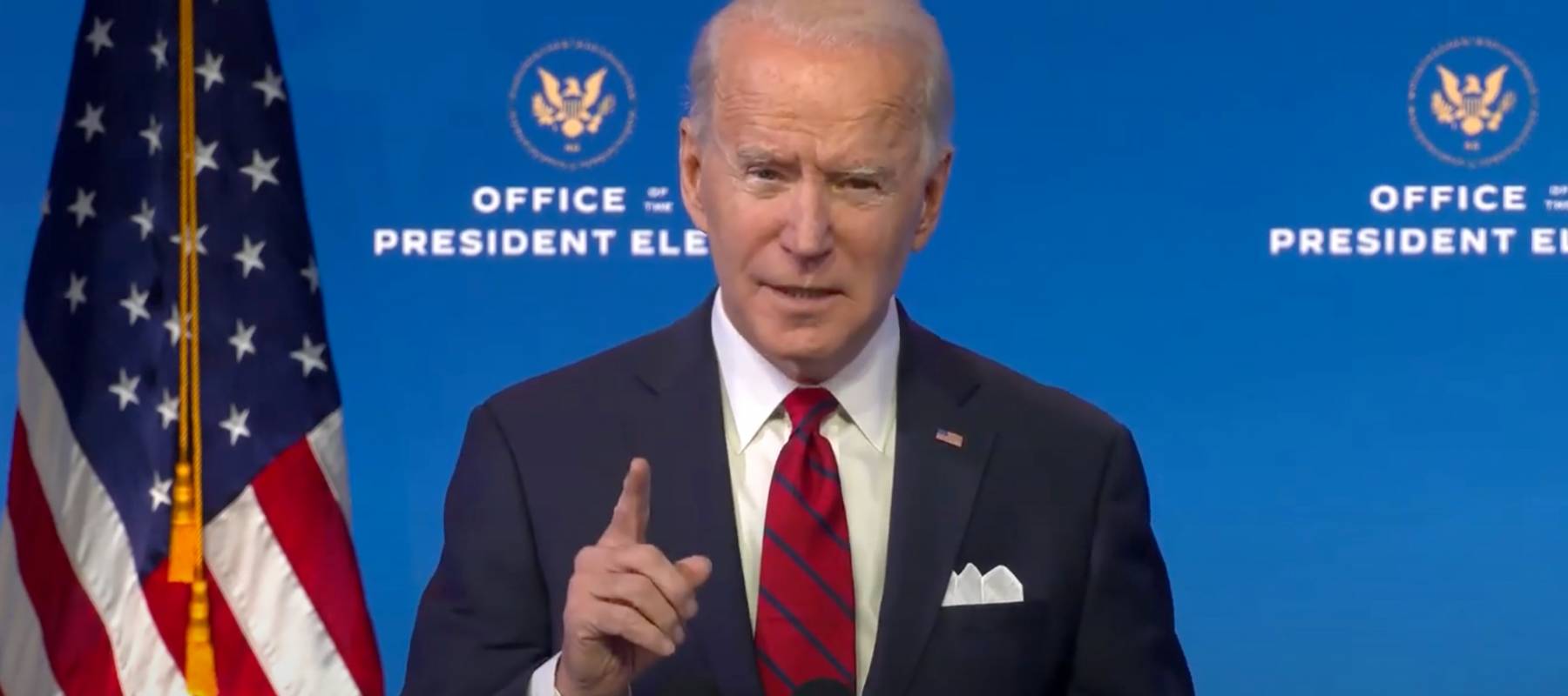President-elect Joe Biden makes a speech from Wilmington, Delaware, on Jan. 15, 2021
