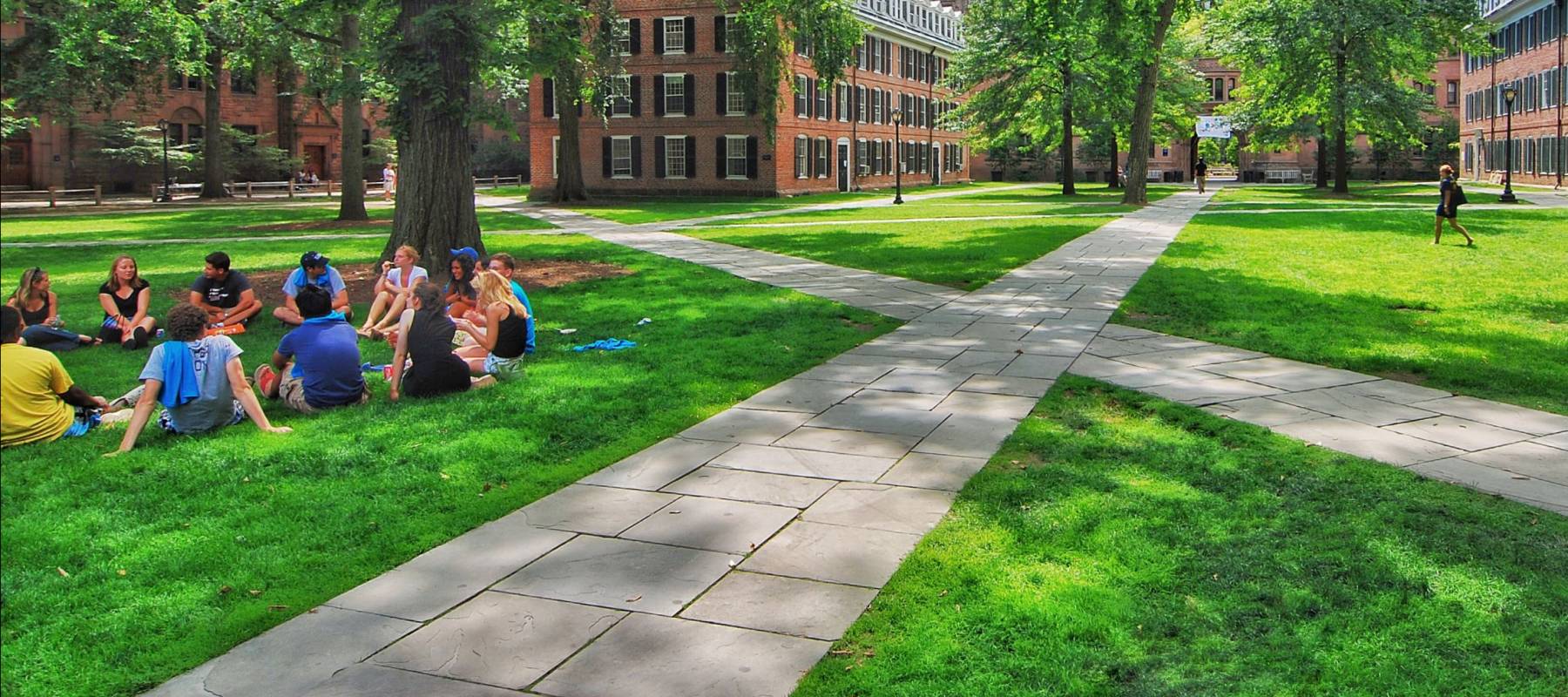 YALE UNIVERSITY, NEW HAVEN, CONNECTICUT, USA - CIRCA 2015: Old campus quad with paved walkways