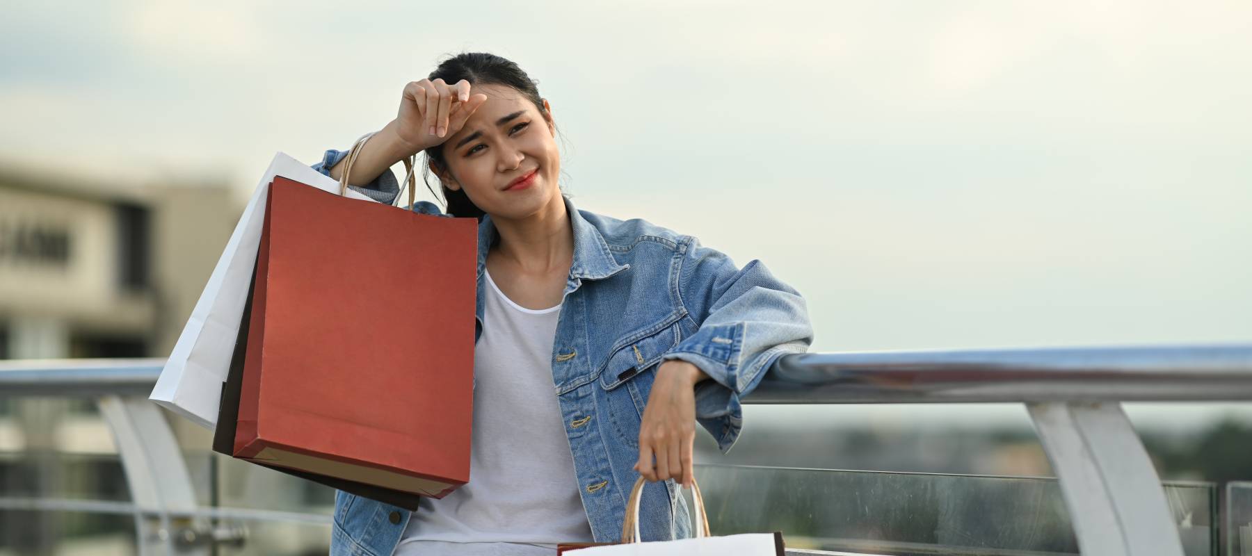 A tired shopper takes a break.